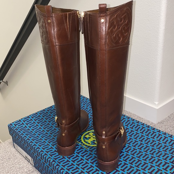 Tory Burch - Brown Leather Riding Boots W/ Buckle On Ankle - Picture 11 of 17